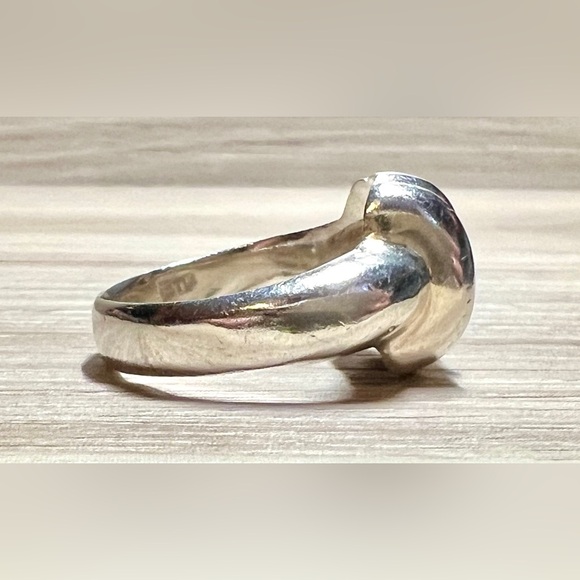 Designer Signed GSJ Sterling Silver Modernist Puffy Striped Band Ring, Size 7.5 - Picture 5 of 10